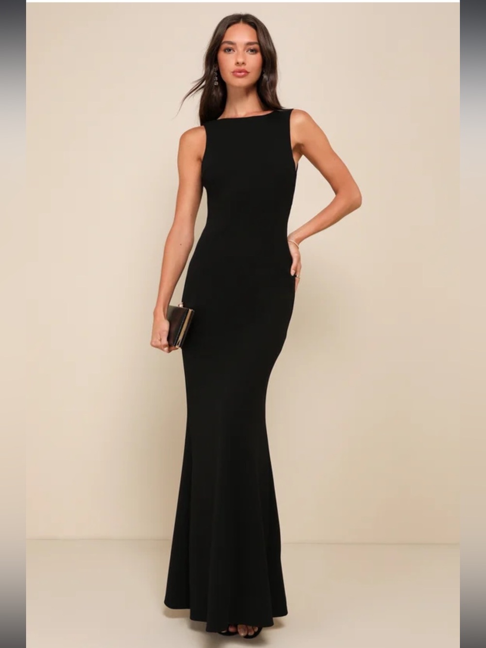 Lulus Love In Your Eyes Black Knotted Mermaid Maxi Dress Medium Broken Zipper